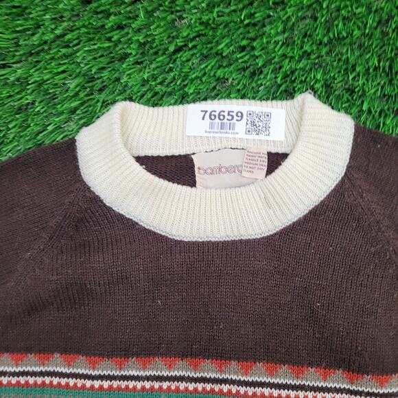 Vintage 80s MOD Nordic Sweater M/L 21x26 Brown Beige - Picture 10 of 10